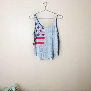 [Under Armour] Gray Scoop Neck Sleeveless  American Flag Graphic Tank Top